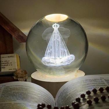 Imagem de Luminária de Mesa Nossa Senhora Aparecida 3D LED bola Abajour - Presen