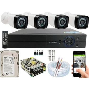 Imagem de Kit Cftv 4 Câmeras Segurança 20m Dvr Full Hd 4 Ch - Luatek