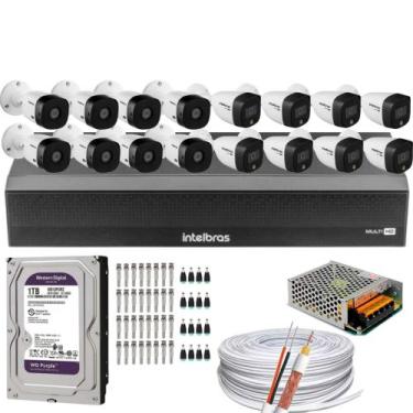 Imagem de Kit 8 câm 1220 fullcolor 8 câm 1220 b full hd dvr intelbras mhdx 3116-