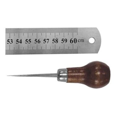 Imagem de Régua 60cm 24 Polegada Aço Inox Profissional + Agulhão Furar - Evolver