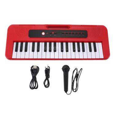 Imagem de Teclado Infantil Piano 37 Teclas Com 4 Tons 4 Ritmos 10 Músicas de Demonstração Gravação USB Microfone Fone de Ouvido para Meninas Meninos