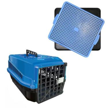 Imagem de Caixa Transporte Azul N3 Animal E Tapete Higienico Xixi Dog - MecPet