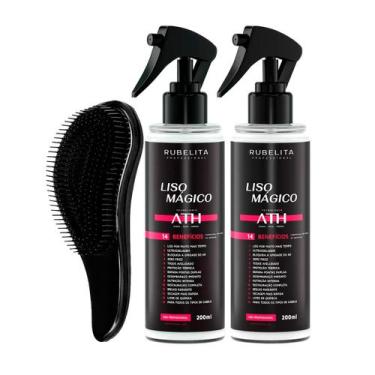 Imagem de Kit 2 Liso Mágico Protetor Térmico Rubelita 200ml +Escova