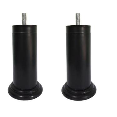 Imagem de Kit 2 Pe Cama Box Fixo Preto 12cm Plástico Com Parafuso Central - Jtho