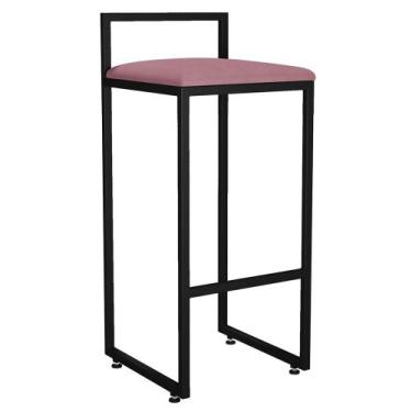 Imagem de Banqueta Alta Industrial Quadrada com Encosto - Rosa Bebê - Maiart