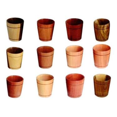 Imagem de Kit 12 Und Copinho De Pau Madeira 6x4cm - Colheres de Pau, Marrom