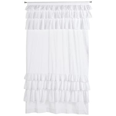 Imagem de Madison Park WIN40-140 Sala de estar branca, quarto com babados, cortina de janela única Anna Voile sólida, 50X84, pacote com 1 painel