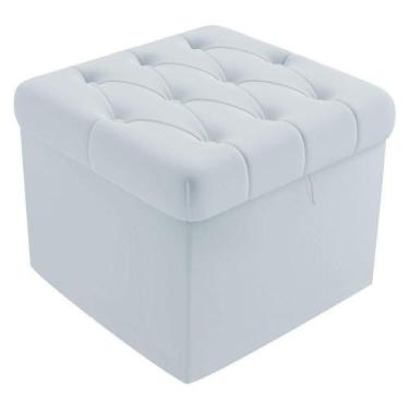 Imagem de Puff Baú Capitonê Quadrado Suede Cinza - D'Rossi