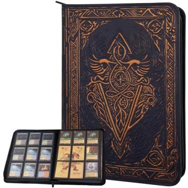 Imagem de Fichário de cartas colecionáveis – Álbum de 9 bolsos com zíper – Pasta de carregamento lateral 360 para TCG – Couro PU 3D – Para MTG, Disney Lorcana Trading Card Game, Magic The Gathering, Pokémon – Acessórios para livros de presente (azul)
