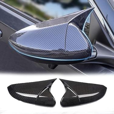Imagem de Ombialo 2 peças capas de espelho lateral de porta compatível com Honda Civic 2016-2021 Sedan Coupe Hatchback 10ª geração Carcaça do espelho retrovisor externo (estilo de fibra de carbono)