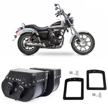 Imagem de Alforge Lateral Bolsa Moto Custom 30 Litros + Afastador Dafra Horizon 