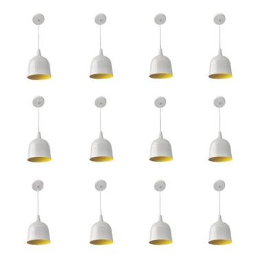 Imagem de Kit 12 Luminária Pendente Gota Com Interior Amarelo Com Fiação 110/220