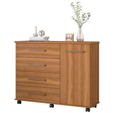 Imagem de Cômoda Flora 4 Gavetas E 1 Porta 4130 Demóbile Amêndoa