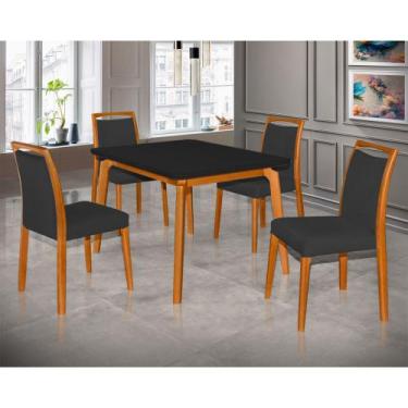 Imagem de Mesa Jantar Luxo Jade 120x90cm Preto com 4 Cadeiras Estofadas Veludo P