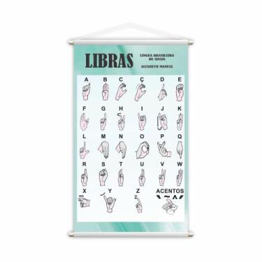 Imagem de Banner Libras Números Mãos Escolar Pedagógico 60x40cm - PlimShop