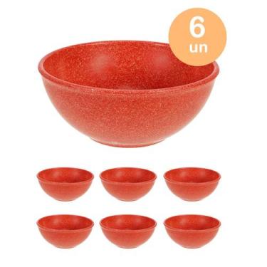 Imagem de 6un TIGELA 500ml BOWL CUMBUCA VASILHA SOPA CALDO VERMELHO - Evo