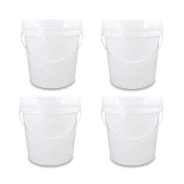 Imagem de Kit 04 Baldes Plástico 3,6L Atóxico com Tampa Hermética e Alça para Ar