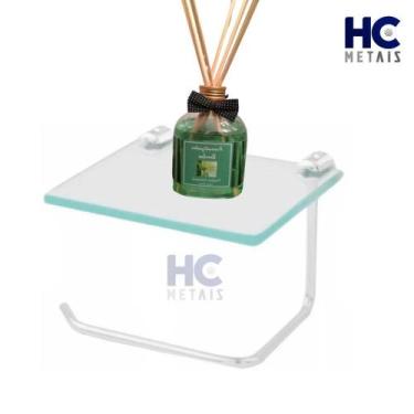 Imagem de Papeleira Multiuso Porta Objetos De Vidro 6mm P/ Banheiro - HC METAIS