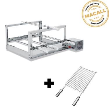 Imagem de Churrasqueira Giratória Inox 4 Espetos 2 Andares The Grill + Grelha Ar