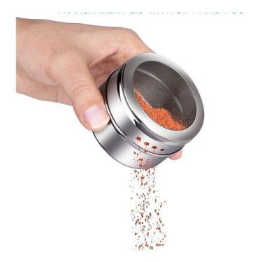 Imagem de Kit 10 Porta Condimento Tempero Inox Magnético Imã Geladeira - oem