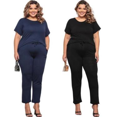 Imagem de Kit 2 Conjunto Feminino Plus Size Básico  Manga Viscolycra - Felicity,