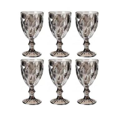 Imagem de Jogo de Taças Diamond Cor Cinza 340ml Vinho Água Eventos 6UN - PRATICA