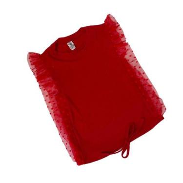 Imagem de Blusa Regata Canelada Manga Tule com Babado - Magic Sky, 10, Vermelho