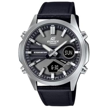 Imagem de Relógio Masculino Casio Edifice Couro Anadigi Preto EFVC120L8ADF