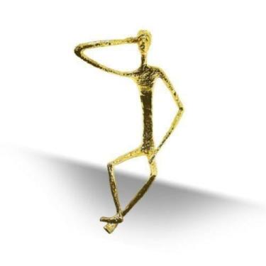 Imagem de Escultura Traços Finos Enfeite Homem Dourado Luxo - LUXdécor