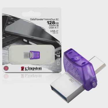 Imagem de Pen Drive 128gb Usb 3.2 MicroDuo Tipo C/Tipo A DataTraveler DTDUO3CG3/128GB Kingston