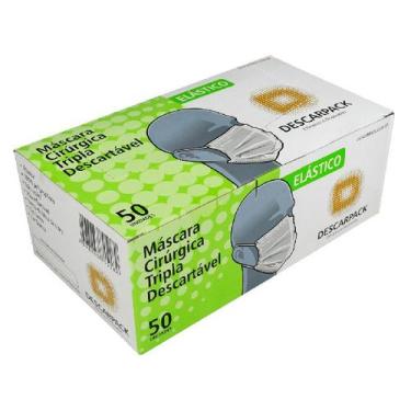 Imagem de Máscara Cirúrgica Tripla com Elástico Descarpack  Cartucho com 50 Unid