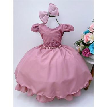 Imagem de Vestido Infantil Rose Renda Damas Cinto Pérolas e Laço - puzzle, 12