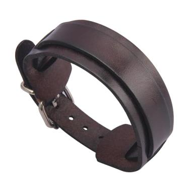 Imagem de JAOYU Pulseira de couro punk pulseira de couro gótico pulseira de rock pulseira de motociclista para homens pulseira de couro preta joias feitas à mão - presentes para meninos adolescentes, Large,