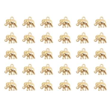 Imagem de Ruwado 30 peças de pingentes de elefante com furo de metal pequeno fofo 1,2 x 1,3 cm suprimentos DIY para fazer joias, colar, pulseira, brinco, chaveiro, árvore de Natal, acessórios de decoração,