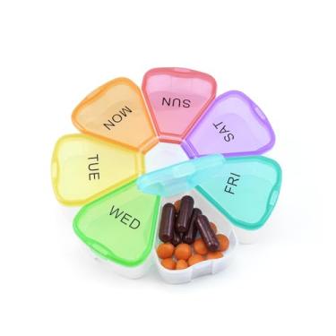 Imagem de Quacc Lindo organizador semanal de comprimidos para viagem, 7 dias, portátil, floral, caixa para pílulas, recipiente para pílulas de vitamina e óleo de peixe, armazenamento de suplementos