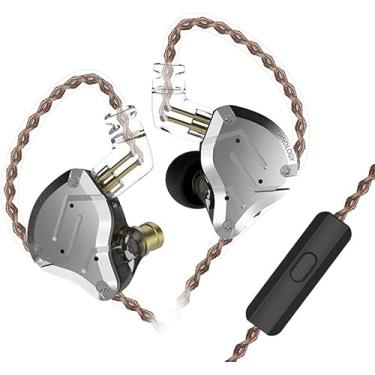 Imagem de KZ ZS10 Pro Fones de ouvido com fio intra-auriculares KZ intra-auriculares 4BA+1DD 5 Drivers Fones de ouvido de metal com placa frontal de aço inoxidável, cabo destacável de 2 pinos (preto, com