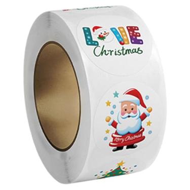 Imagem de Esquirla 500x Adesivos de Natal Rolo Envelope Selo Adesivos 1'' Adesivos de Papel Adesivos Decorativos Adesivos de Natal para Embrulho de Presente, Style F