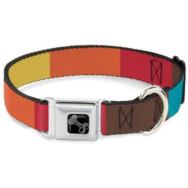 Imagem de Buckle-Down Coleira para animais de estimação, fivela de cinto de segurança de metal, Summer Essentials Color Block 9, 40 a 58 cm de largura