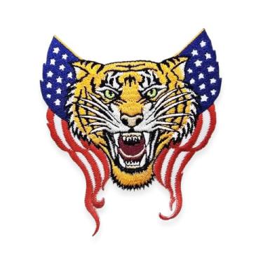 Imagem de BestySuperStore Patch bordado de tigre amarelo de 10 cm de altura, apliques de ferro decorativos, faça você mesmo, adultos, crianças, adolescentes, bordado, para roupas, jaqueta, jeans, mochila,