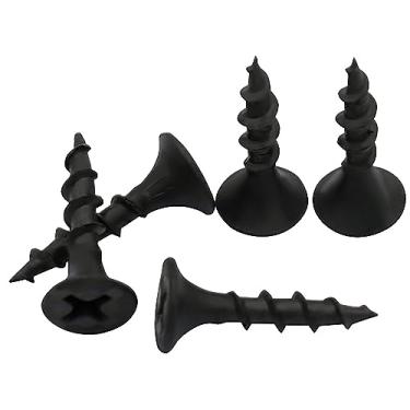 Imagem de Rosca grossa de 0,95 cm # 6, parafuso de parede de secagem, ponta afiada, preto, unidade Phillips com 2 cabeças de corneta, 453 g Parafuso ideal para rocha de drywall, madeira e mais, 400 parafusos