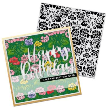 Imagem de Pasta de gravação floral 3D Modelo de plástico texturizado para fazer cartões DIY e artesanato em papel de scrapbook, design de flor intrincado 15 cm x 15 cm