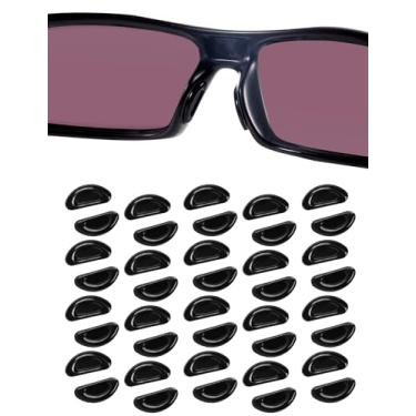 Imagem de 20 pares de protetores de nariz adesivos de silicone macio antiderrapante para nariz fino para óculos de sol - Preto