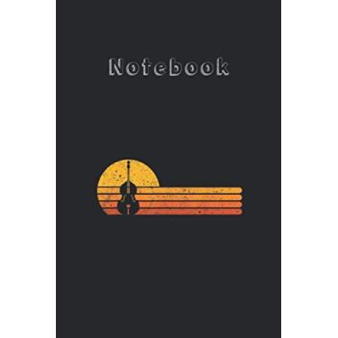 Imagem de Notebook: Retro Double Bass Jazz Instruments Music Medium Size 6'' x 9'' Cello NotebookWhite Paper Blank Journal with Black Cover 116 pages for Men and Women