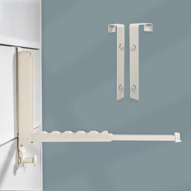 Imagem de Prateleira de secagem sobre a porta para roupas com 2 ganchos de porta, gancho retrátil todo de metal, espessura ajustável, portátil, leve, economiza espaço, trilhos de roupas dobráveis para