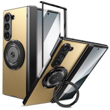 Imagem de GANGANPRO Capa compatível com Samsung Galaxy Z Fold6 5G com suporte giratório para celular com suporte magnético à prova de choque para Samsung Galaxy Z Fold6 5G 19.3 cm, dourada