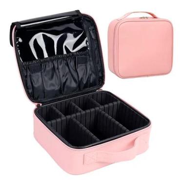 Imagem de Maleta De Maquiagem Para Maquiador Manicure e Viagem Divisória Ajustáv