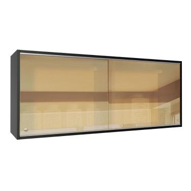 Imagem de Armário Aéreo Madesa Reims 2 Portas de Correr de Vidro Reflex - Preto XV