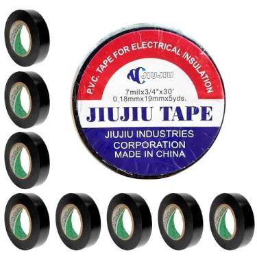 Imagem de 10 Fitas Isolante P/ Instalação Elétrica Anti-Chama 5m Preta - Jiujiu 