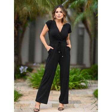 Imagem de Macacão Feminino Longo com Manga - JuquitibaBrasil, GG(44/46), Preto