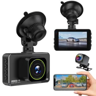 Imagem de Câmera de painel de lente dupla 4K para carros, WiFi integrado com rastreador GPS WDR DVR, câmera frontal Ultra HD2160P e câmera traseira 1080P, gravador de vídeo de monitoramento de estacionamento